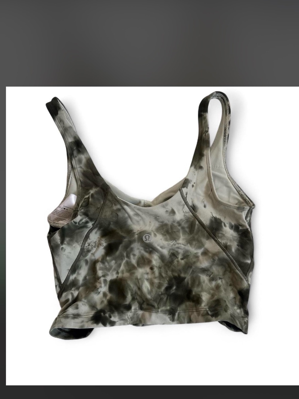 lululemon athletica Olive and Cream Tie-Dye Workout Bodysuit Tank